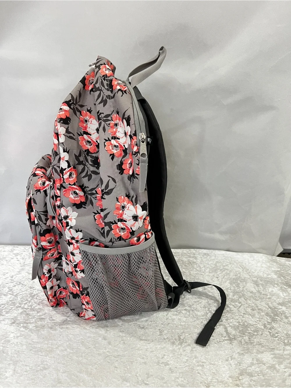 JanSport Large Student Backpack Gray Coral Floral Fit 15